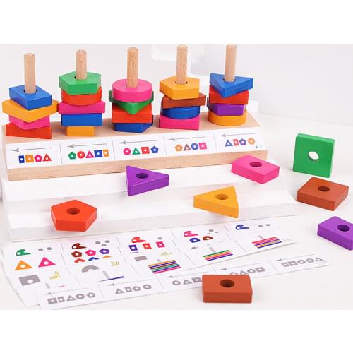 Shapes Colors Block Matchting Puzzle Game Children Educational Jigsaw Model BuildingBaby Early Learning Aids Montessori Wood Toy