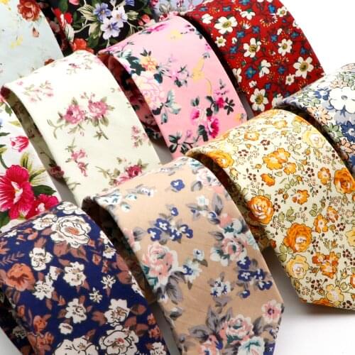 Cotton Floral Ties For Men Casual Slim Neckties Skinny Wedding Party Business Daily Neckwear Tie Dress Accessories Gift For Man