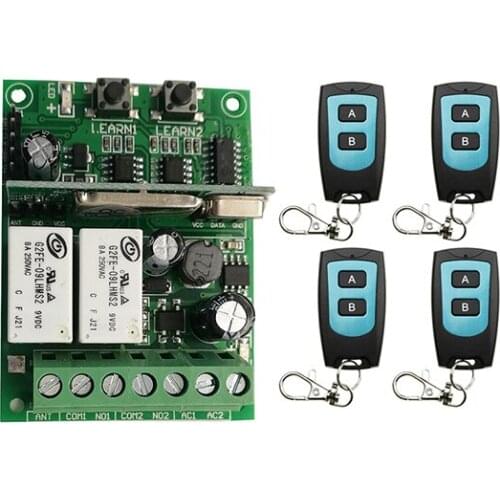 Individual learning code DC9V 12V 24V 10A 2CH Radio Controller RF Wireless Relay Remote Control Switch Transmitter+Receiver