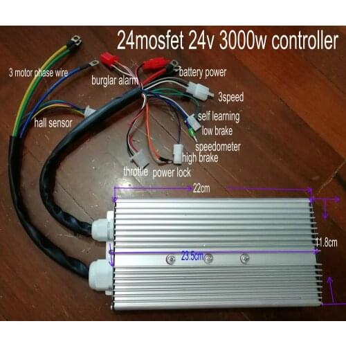 24Mosfet BLDC Controller Sensor/Sensorless 24v36v48v60v72v84v2500w3000w Electric Bike Pedal Scooter Tricycle ATV UTV PartS