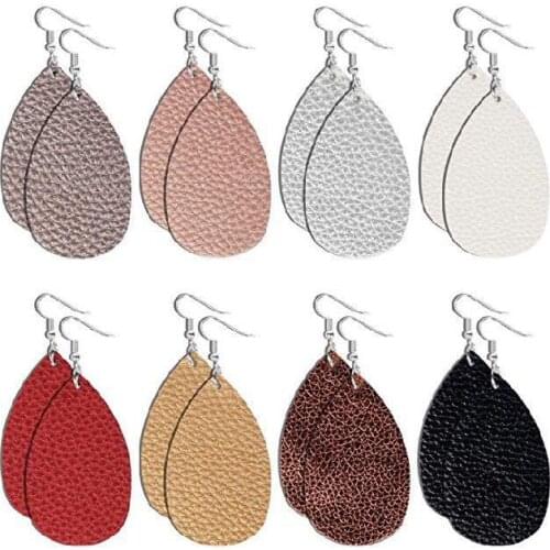 Leather statement Earrings Lightweight Faux Leather Leaf Earrings Teardrop Dangle Handmade for Women Girls Jewelry