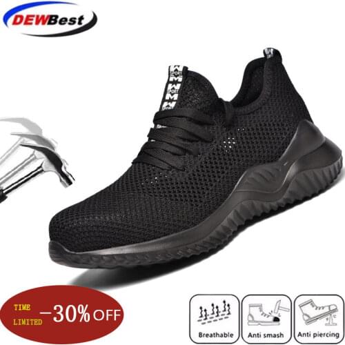 Dewbest Lightweight steel toe work safety shoes for men women summer breathable safety work boots large size 35-46