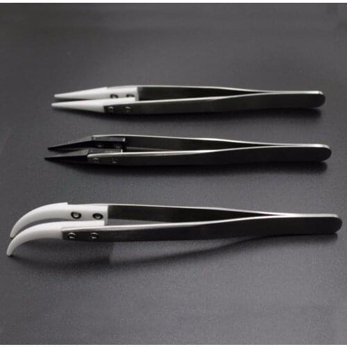 Hot ! Anti-static Ceramic Tweezer Electronic Cigarette Resistance Wire DIY Tool Heat Resistant Interchangeable Head Pointed Tip