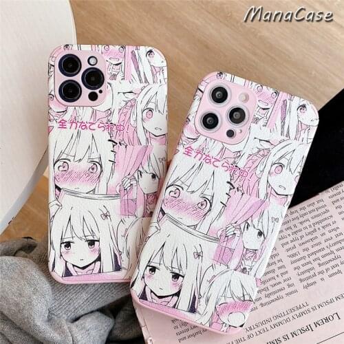 Cute Japan Pink Anime Girl Anti fall Case For iPhone 11 12 Pro Max X XS MAX XR 6 6s 7 8 Plus SE 2020 For Sheepskin Back Cover