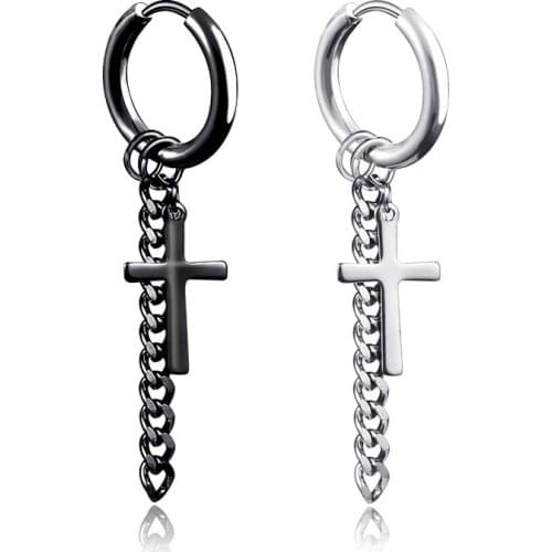 Fashion tassel chain earrings mens fashion earrings punk hip hop earrings stainless steel earrings