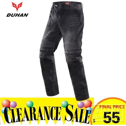 DUHAN Mens Motorcycle Pants Wearable Motorcycle Racing Riding Moto Pants Protective Gear Pantalon With Two Knee Protector Jeans