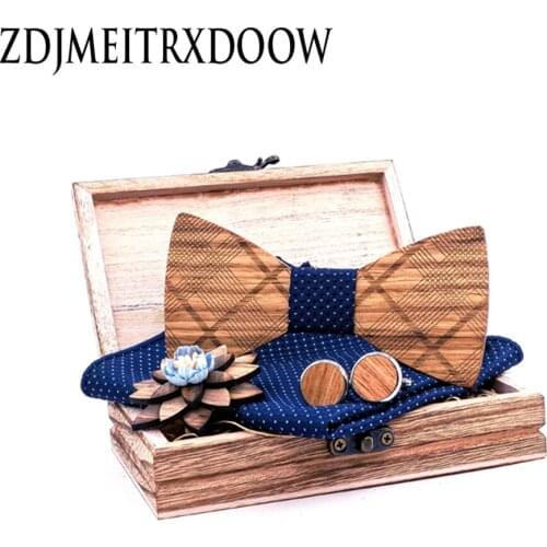 Mens Tie Sets Fashion Classic Zebra Wood Tie Handkerchief Set Pocket Square Necktie Holiday Gift Bow Ties Suits Brooch ties Sets