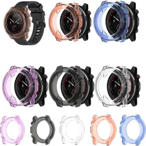 TPU Soft Glass Screen Protector Case Shell Full Edge Frame For Amazfit Stratos 3 Smart Watch Stratos3 Protective Bumper Cover
