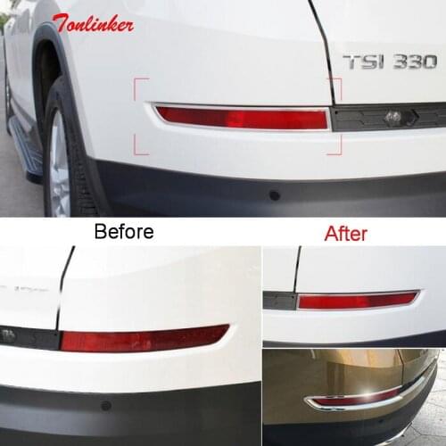 Tonlinker Cover Stickers for SKODA KODIAQ 2017-18 Car Styling 2 PCS ABS Chrome Exterior Rear fog light Decoration Cover Stickers