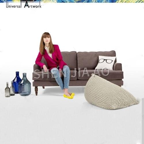 Creative Woven Knit Sofa Living Room Lazy Sofa Tatami Knitted Hand-woven Sofa Stretch Tatami Bean Bag Sofa 1PC