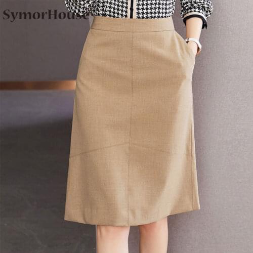 New 2021 Simple Solid Color Skirts For Women High Waist A-Line Midi Skirt Fashion Casual Package Hip Skirt Office Lady Skirts