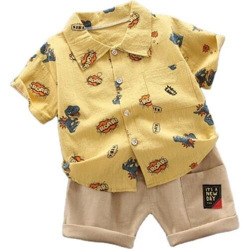 New Summer Outfits Baby Boys Clothes Suits Children Cartoon Cotton Shirt Shorts 2Pcs/sets Toddler Casual Costume Kids Tracksuits