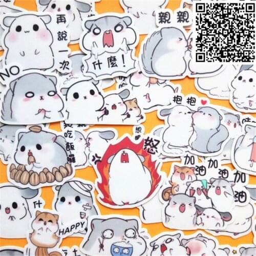 New Trendy Expression hamster Stickers Toy for DIY Exercise Book Diary 32 Sheets A Pack Toys For Children Colorful Toy Sticker