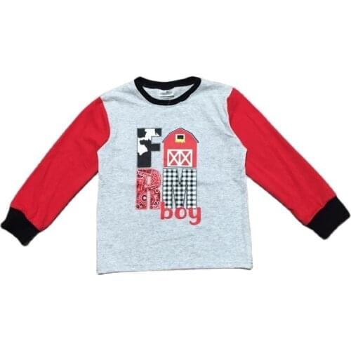Girlymax Fall Winter Farm Boy Raglan Kids Long Sleeve Top