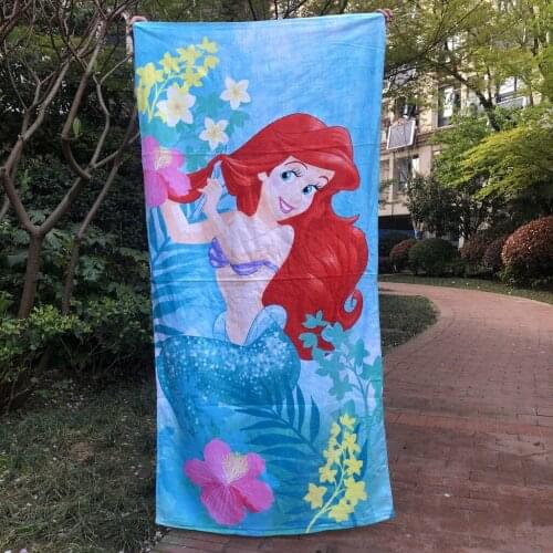 Disney The Little Mermaid Ariel and Cinderella Princess Bath Towel Throws Microfibre Home Baby Beach Towel Kids Girls 70x140cm