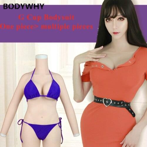 G Cup Realistic Silicone Whole bodysuit with Breast Forms Fake Boobs Crossdresser Shemale Artificial Cosplay Latex Shapewear
