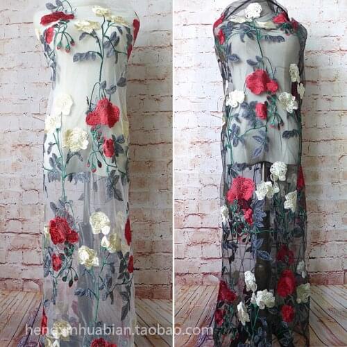 150*0.92cm Mesh 3D Wedding bridal Dress Applique DIY Bridal Headdress scarf veil Embroidered Lace Fabric Patch free shipping