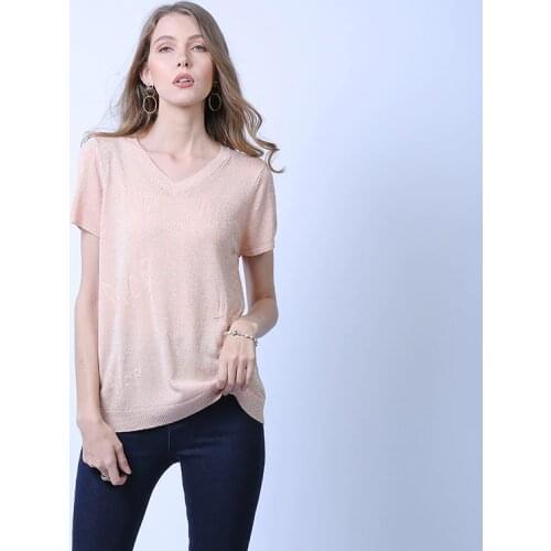 Thin Womens T Shirt V Neck Casual Loose Short Sleeve Top Summer Fashion Sexy Plus Size Clothing All Match Shirts for Women