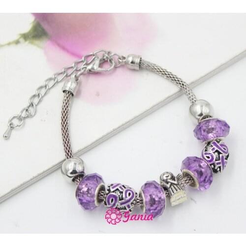 New Arrival 1PC New Pancreatic Cancer Awareness Jewelry Angel Purple Ribbon Cancer Bracelet for Women Jewelry Pulser