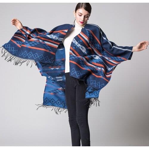 Geometric Diamond Fashion Women Ponchos Cashmere Spring and Autumn Women Shawl National Style Plaid High Quality Women Scarfs