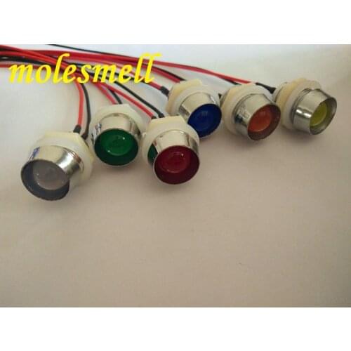 5pcs 10mm 24V DC Pre-Wired diffused LED + Plastic Bezel Holder Light red yellow blue green white orange warm white diffused
