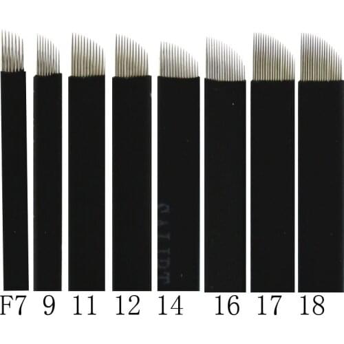 500 Pcs 0.15mm Black Microblading Blade Permanent Makeup Manual Eyebrow Tattoo Needle Pin Bevel 7/9/11/12/14/16/17/18/21 Flex