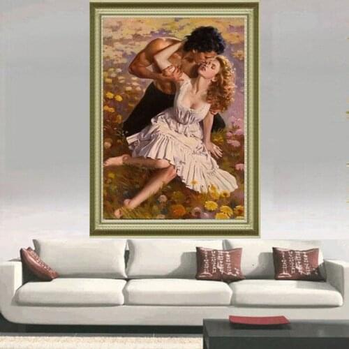 Diy Diamond painting People Diamond embroidery lovers kiss 5d Diamond mosaic Crafts full embroidery paintings daisy ground
