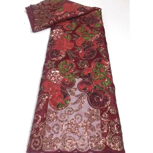 Sequins Wax Net Lace Ankara 2021 High Quality African Nigerian French New Style Tulle Mesh Wedding Fabric For Dress ND4972