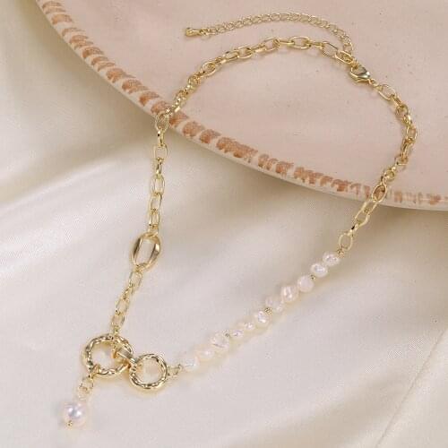 Fashion Multilevel Collar Special-shaped artificial Pearl Gold Geometric Chain Necklace For Women Vintage Boho Choker Jewelry