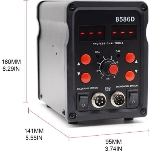 Digital ABS Soldering Station,2 in 1 8586D Soldering Station ,Solder Station 100-480℃ Adjustable Temperature, LED Display 875F
