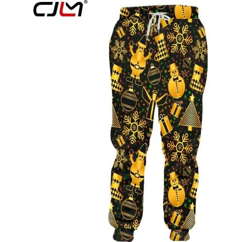 CJLM 2020 Unisex Golden christmas snowman Sweat Pants 3D Joggers Pants Trousers Men/Women Clothing Pantalon Homme Sweatpants