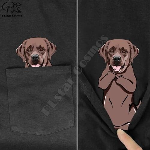 CLabradorMiddleHand In Pocket T Shirt Dog Lovers Black Cotton Men Made in USA Cartoon t shirt men Unisex New Fashion tshirt