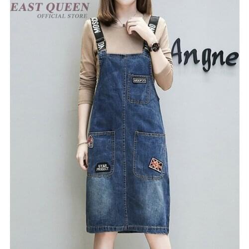 Jean Dresses Women 2020 Denim Spaghetti Strap Dress Female Sundress Casual Loose Jeans Overall Dress Women Suspenders DD303