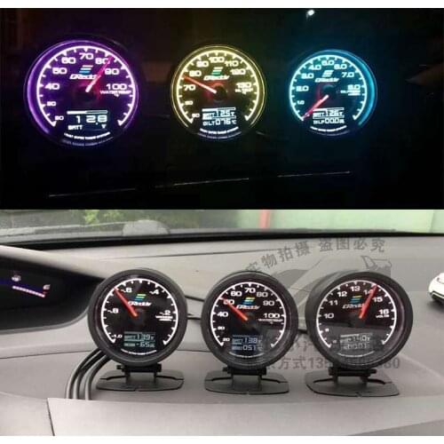 GReddi Gauge Water Temp 7 Light Colors LCD Display With Voltage Meter Racing Gauge 62mm 2.5 Inch With Sensor car accessiores
