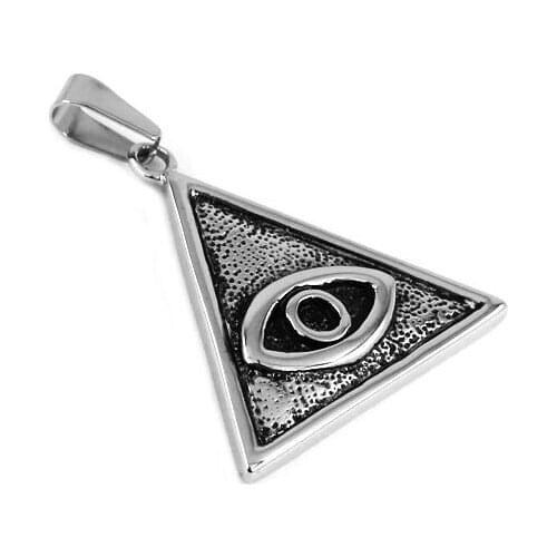 Illuminati Pyramid Eye Symbol Pendant Stainless Steel Jewelry High Quality Punk Motor Biker Masonic Pendant Wholesale SWP0373
