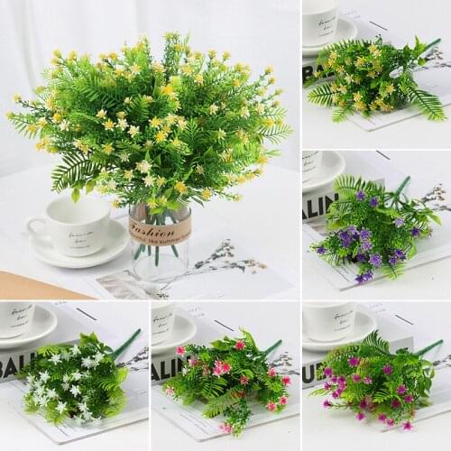 Artificial Flowers Plant Plastic Spring Grass Gypsophila Outdoor Flower Trough Decoration For Home Party DIY Wedding Christmas