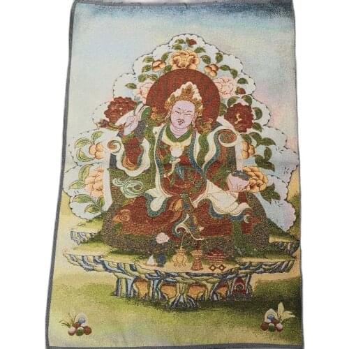 China old Tibet silk Thangka like hanging painting fengshui Yellow Jambhala portrait