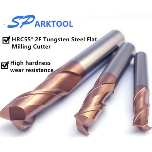 HRC55 Carbide end mill Alloy Coating Tungsten Steel Cutting Tool 1 2 4 5 6 8 10 mm 2Flutes Milling Cutter CNC maching End mill