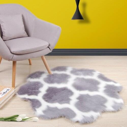 RAYUAN Floral Rug Plum Blossom Artificial Wool Sheepskin Hairy Carpets Faux Floor Mat Fur Plain Fluffy Soft Area Rugs Tapetes