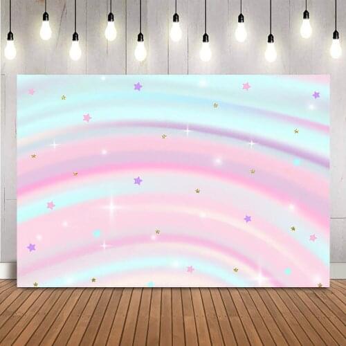 Colorful Rainbow Birthday Newborn Children Baby Portrait Photography Backdrop Glitter Dots Stars Party Decoration Banner