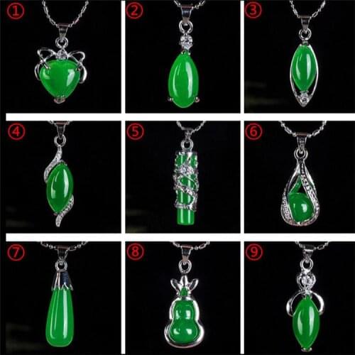 Natural Green Hetian Jade Pendant 925 Silver Necklace Chinese Jadeite Amulet Fashion Charm Jewelry Gifts for Women Her