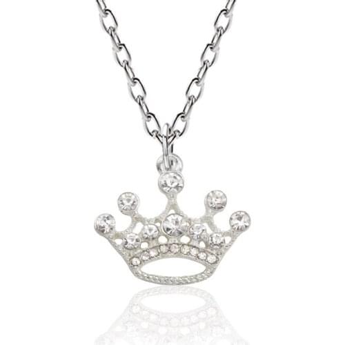 Cute Crystal Crown Pendant Necklace Women Crowns Choker Chain Necklace Female Jewelry Valentines Day Party Girls Gift