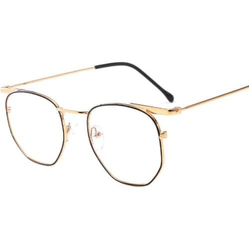 Polygon Metal Frame Glasses Women Anti Blue Light Blocking Eyeglasses Computer Eyewear Optical Spectacle Eyeglasses Male Gafas