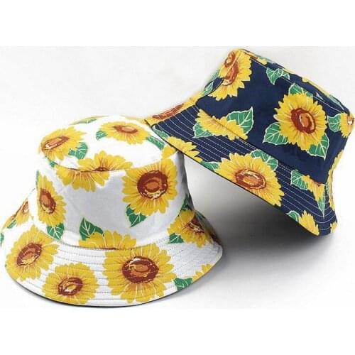 2021 Sun Flower Bucket Hat for Women Female Girls Fisherman Hat Sunflower Panama Bob Hat Summer Sun Hat Lovely Girl Friend Gift