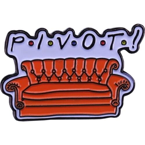 Pivot enamel pin vintage sofa brooch classic Friends TV show Badge Fashion jewelry Decor