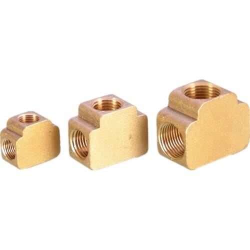 Tee 3 Ways Brass Pipe fittings Equal Female Connector 1/8" 1/4" 3/8" BSP Thread For Grease System hydraulic system