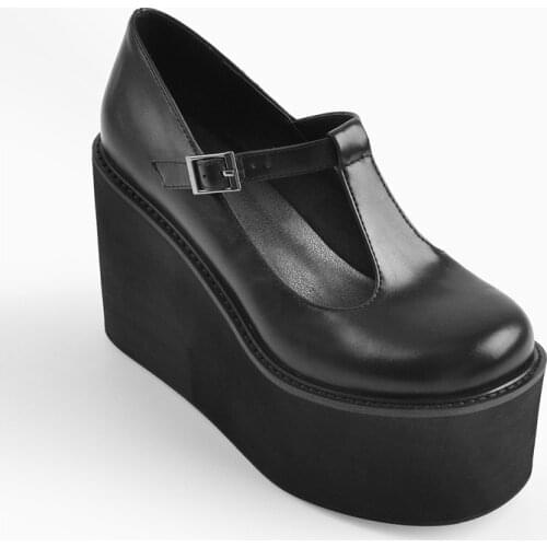 Richealnana Womens High Heel Platform Round Toe Matte Black Wedges Pumps Mary Jane Buckle Strap Fashion Shoes