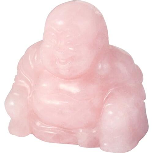 TUMBEELLUWA 1.5" Happy Buddha Carved Statue Pocket Stone Healing Crystal Specimen Figurine Decor