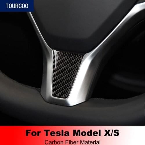 Carbon Fiber Epoxy Steering Wheel Decor Cover Sticker for Tesla Model X S Car Modification Accessories