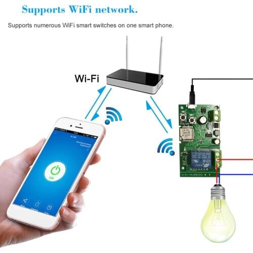 EweLink Smart USB 5V DIY 1 Channel Jog Inching Self-Locking WIFI Wireless Smart Home Switch Remote Control Compatible with Alexa